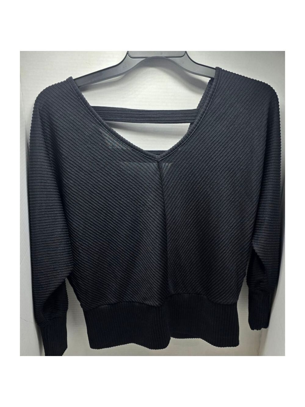 Women's Just Be... Black Ribbed Long Sleeve Tee L